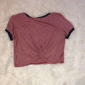 Gaze size medium soft red/white/navy crop w/ tie